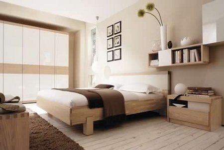 Decoración dormitorio marrón beige y blanco